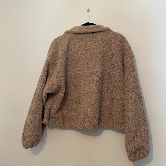ABERCROMBIE & FITCH Beige Soft AF 1/4 Zip Pullover Crop Jacket Teddy - Medium - Picture 8 of 14